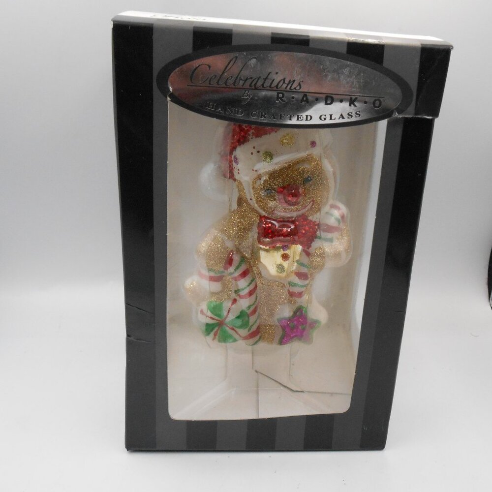 RADKO CELBRATIONS HAND CRAFTED CLASS GINGERBREAD MAN & CANDY CANE 2014 ORNAMENT